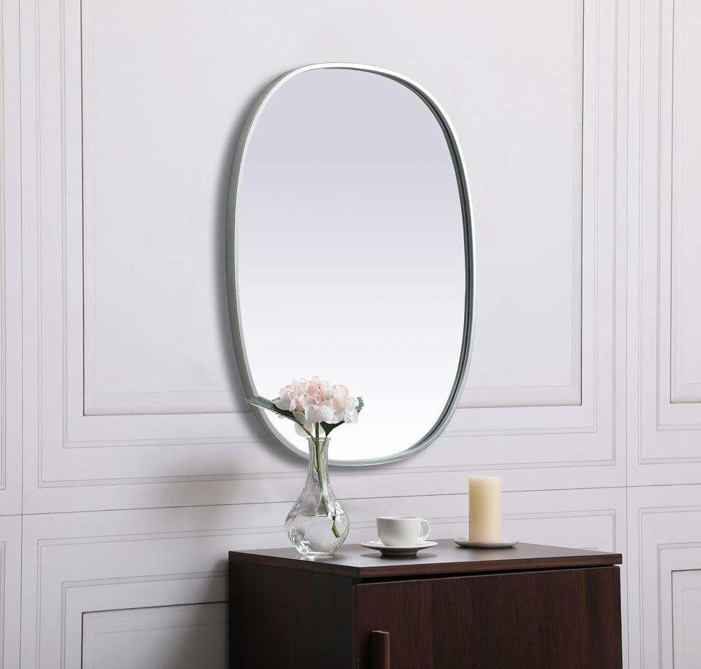 Elegant Furniture & Lighting - Brynn Metal Frame Oval Mirror 24x30 Inch in Silver - MR2B2430SIL veiw 5