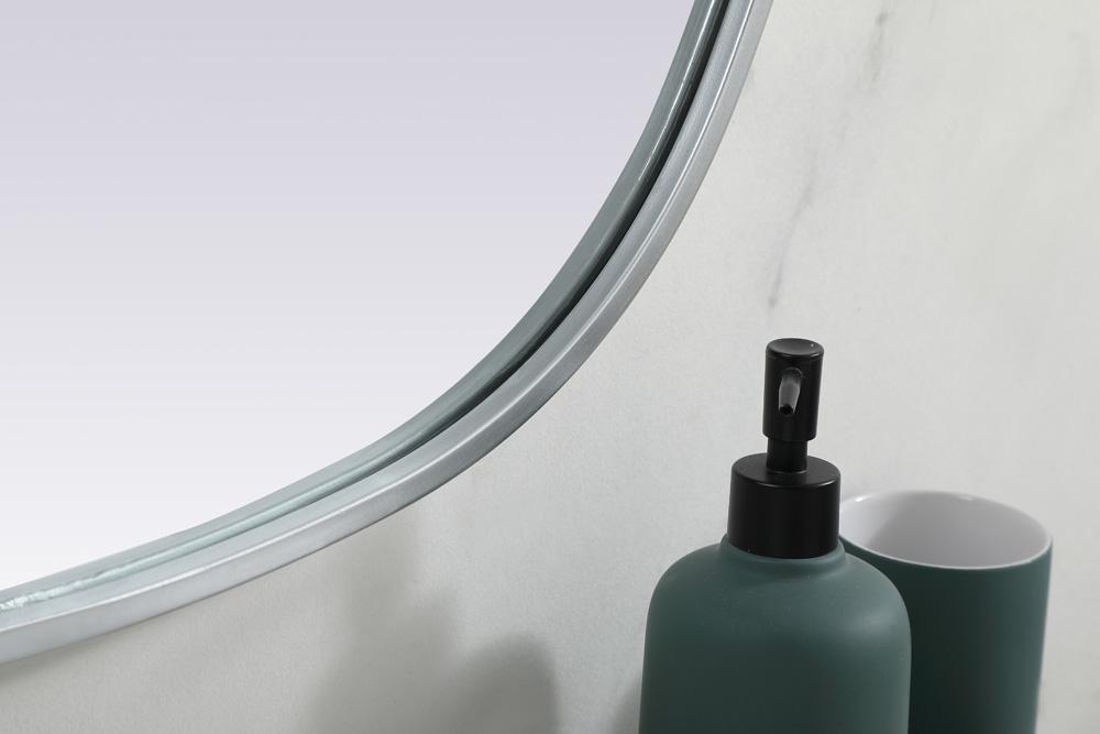 Elegant Furniture & Lighting - Brynn Metal Frame Oval Mirror 24x30 Inch in Silver - MR2B2430SIL veiw 7