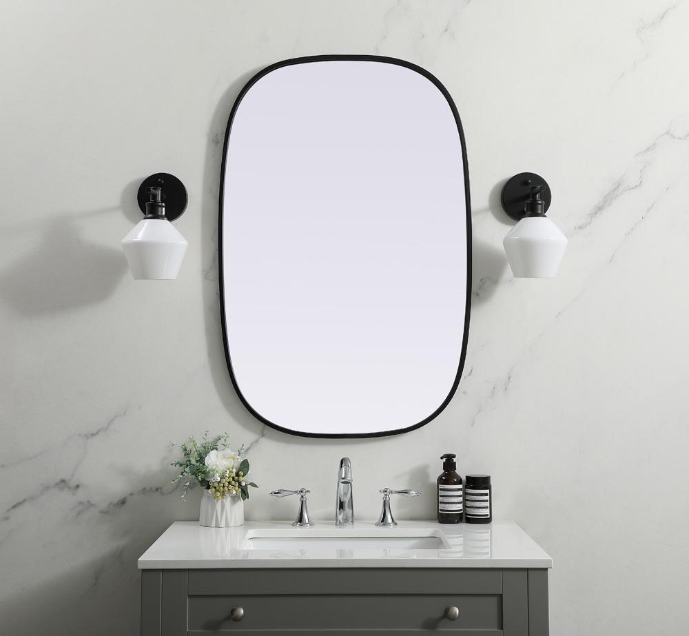 Elegant Furniture & Lighting - Brynn Metal Frame Oval Mirror 24x36 Inch in Black - MR2B2436BLK veiw 2