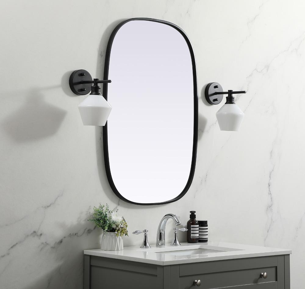 Elegant Furniture & Lighting - Brynn Metal Frame Oval Mirror 24x36 Inch in Black - MR2B2436BLK veiw 3