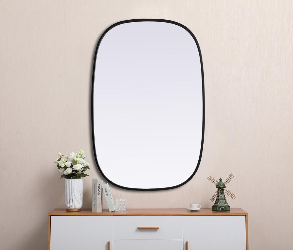 Elegant Furniture & Lighting - Brynn Metal Frame Oval Mirror 24x36 Inch in Black - MR2B2436BLK veiw 4