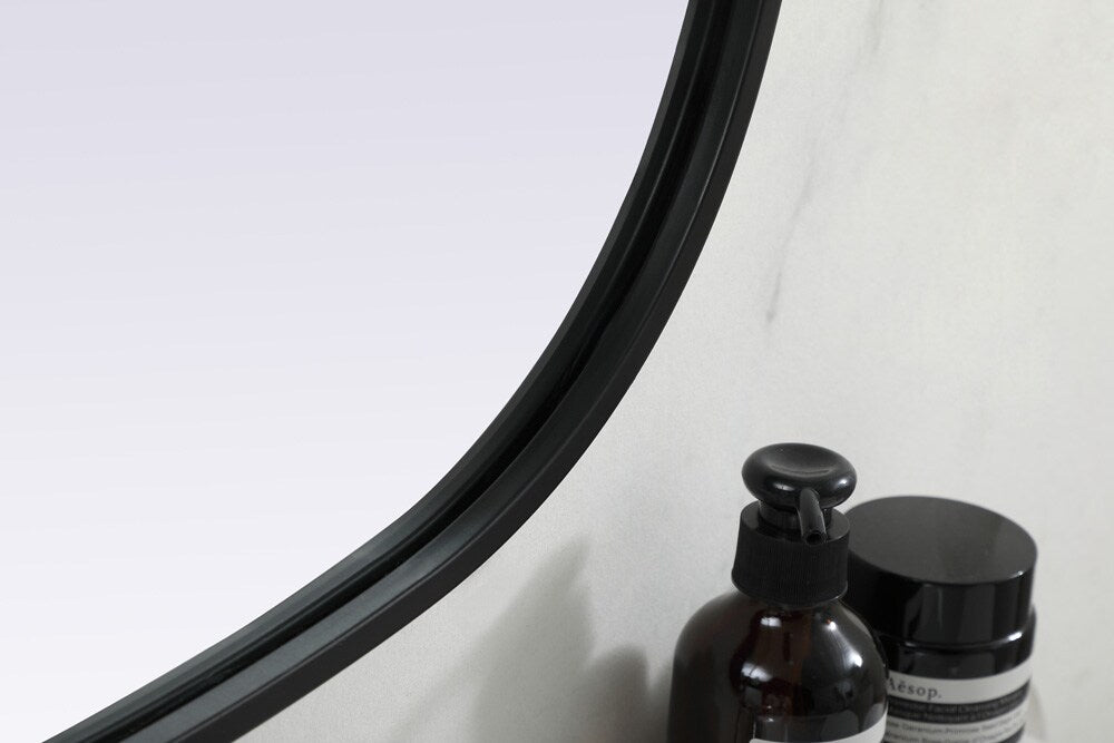 Elegant Furniture & Lighting - Brynn Metal Frame Oval Mirror 24x36 Inch in Black - MR2B2436BLK veiw 7