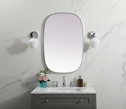 Elegant Furniture & Lighting - Brynn Metal Frame Oval Mirror 24x36 Inch in Silver - MR2B2436SIL veiw 2