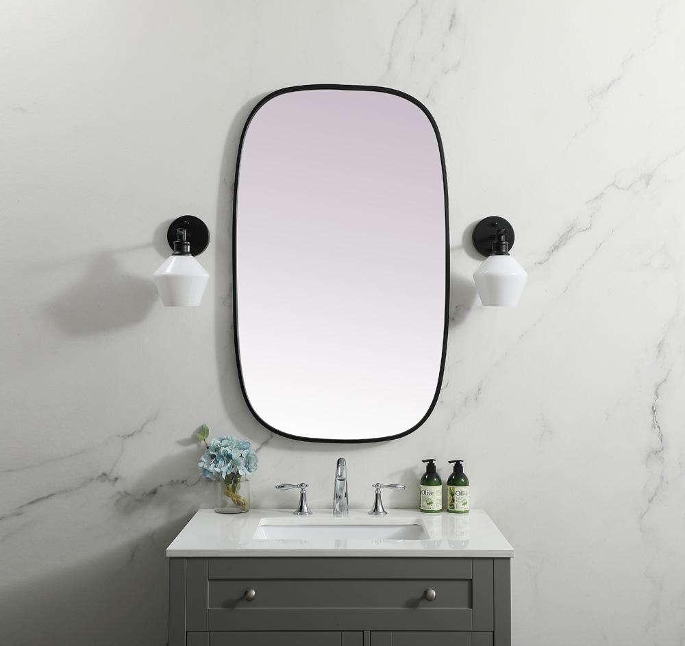 Elegant Furniture & Lighting - Brynn Metal Frame Oval Mirror 24x40 Inch in Black - MR2B2440BLK veiw 2