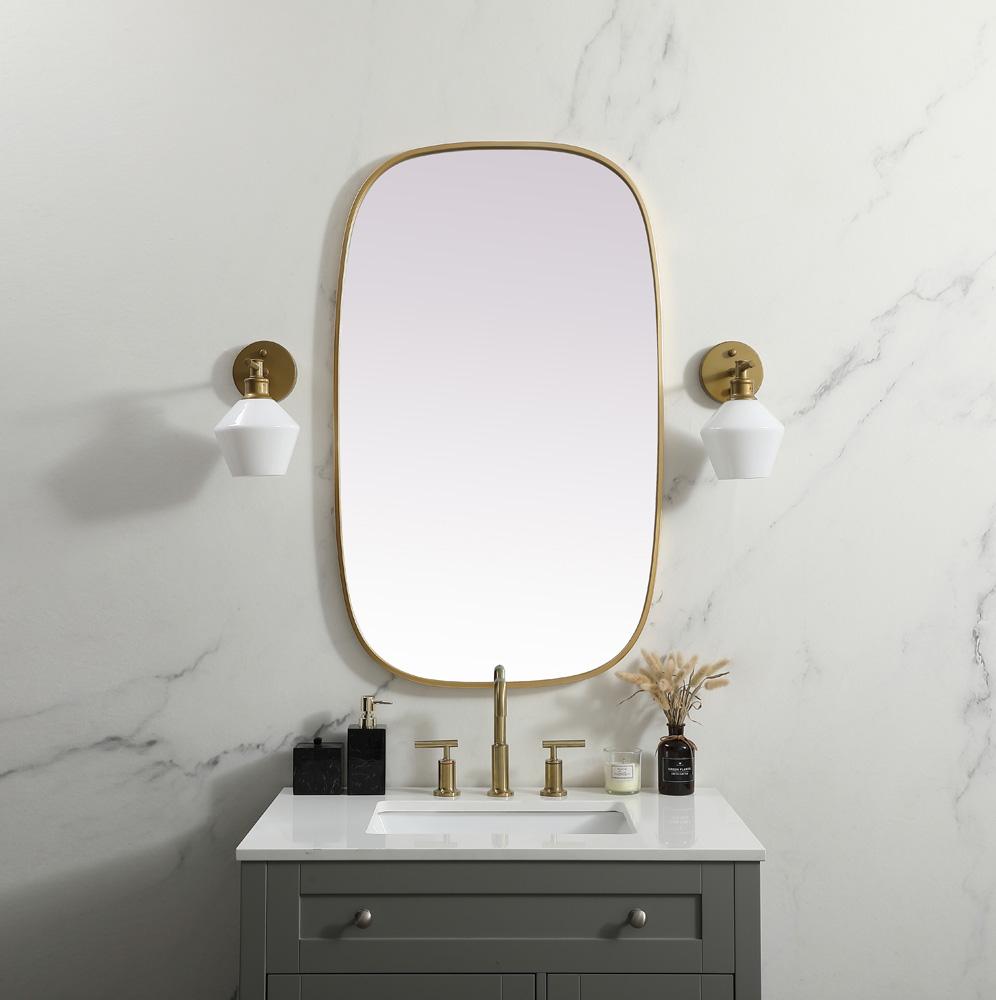 Elegant Furniture & Lighting - Brynn Metal Frame Oval Mirror 24x40 Inch in Brass - MR2B2440BRS veiw 2