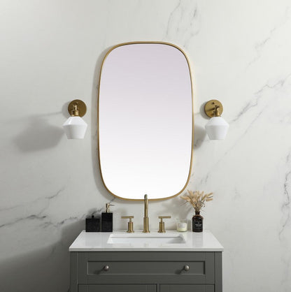Elegant Furniture & Lighting - Brynn Metal Frame Oval Mirror 24x40 Inch in Brass - MR2B2440BRS veiw 2