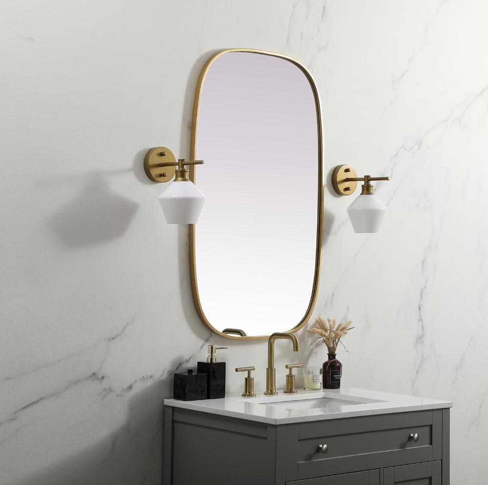 Elegant Furniture & Lighting - Brynn Metal Frame Oval Mirror 24x40 Inch in Brass - MR2B2440BRS veiw 3