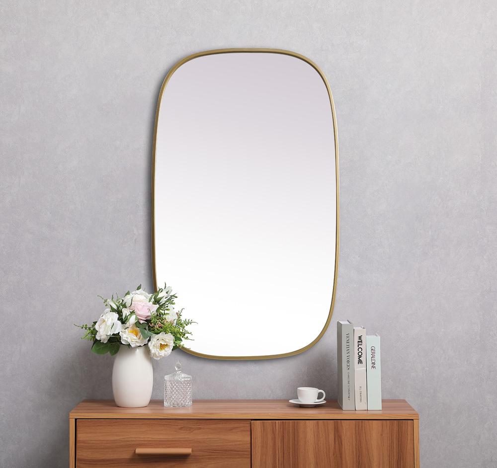 Elegant Furniture & Lighting - Brynn Metal Frame Oval Mirror 24x40 Inch in Brass - MR2B2440BRS veiw 4
