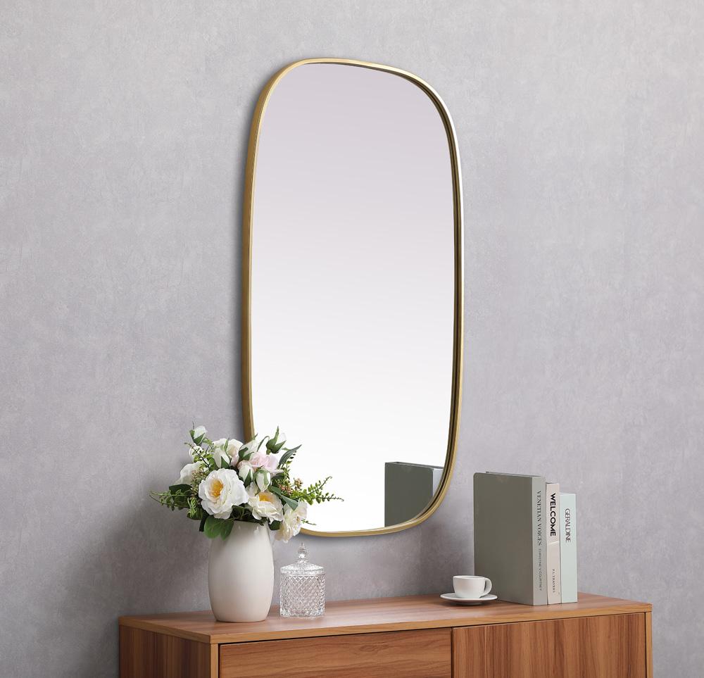 Elegant Furniture & Lighting - Brynn Metal Frame Oval Mirror 24x40 Inch in Brass - MR2B2440BRS veiw 5