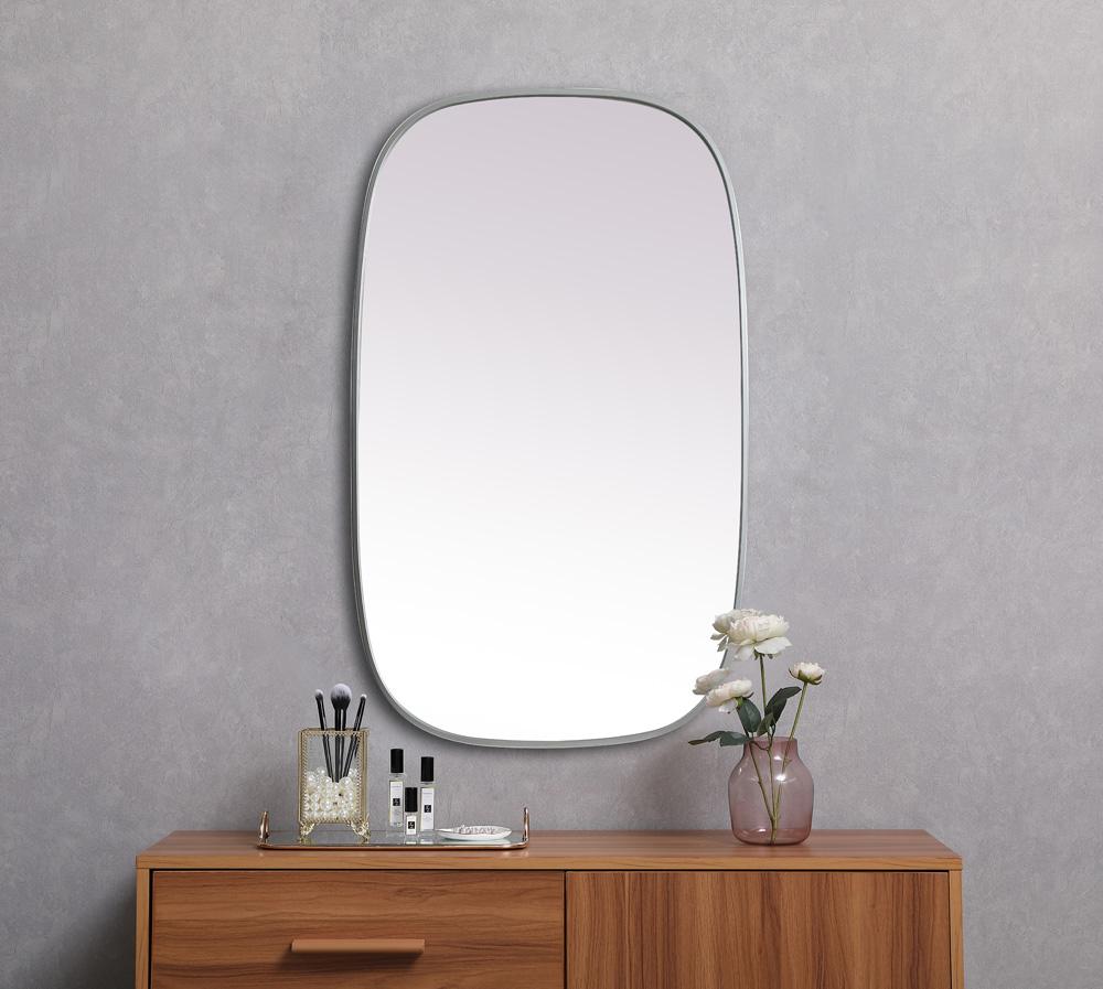 Elegant Furniture & Lighting - Brynn Metal Frame Oval Mirror 24x40 Inch in Silver - MR2B2440SIL veiw 4