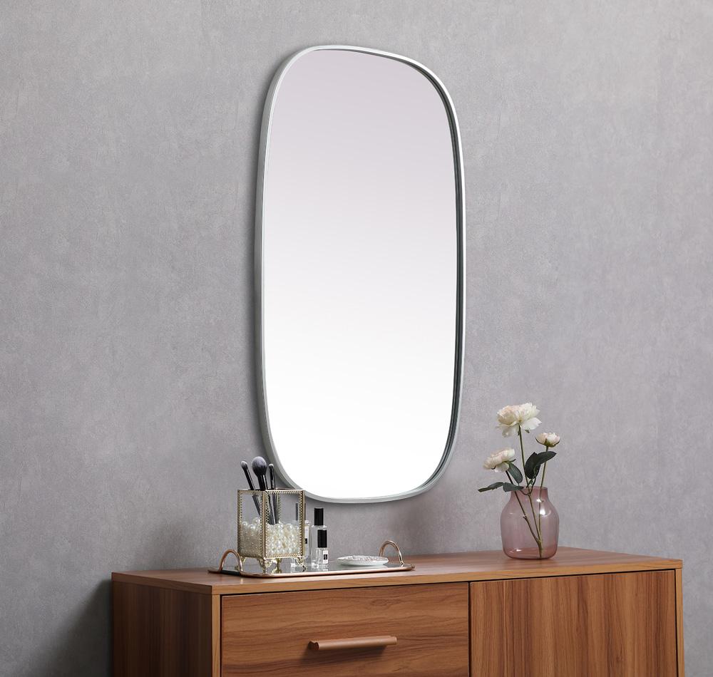 Elegant Furniture & Lighting - Brynn Metal Frame Oval Mirror 24x40 Inch in Silver - MR2B2440SIL veiw 5