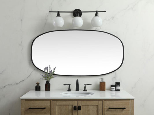 Elegant Furniture & Lighting - Brynn Metal Frame Oval Mirror 24x48 Inch in Black - MR2B2448BLK veiw 2