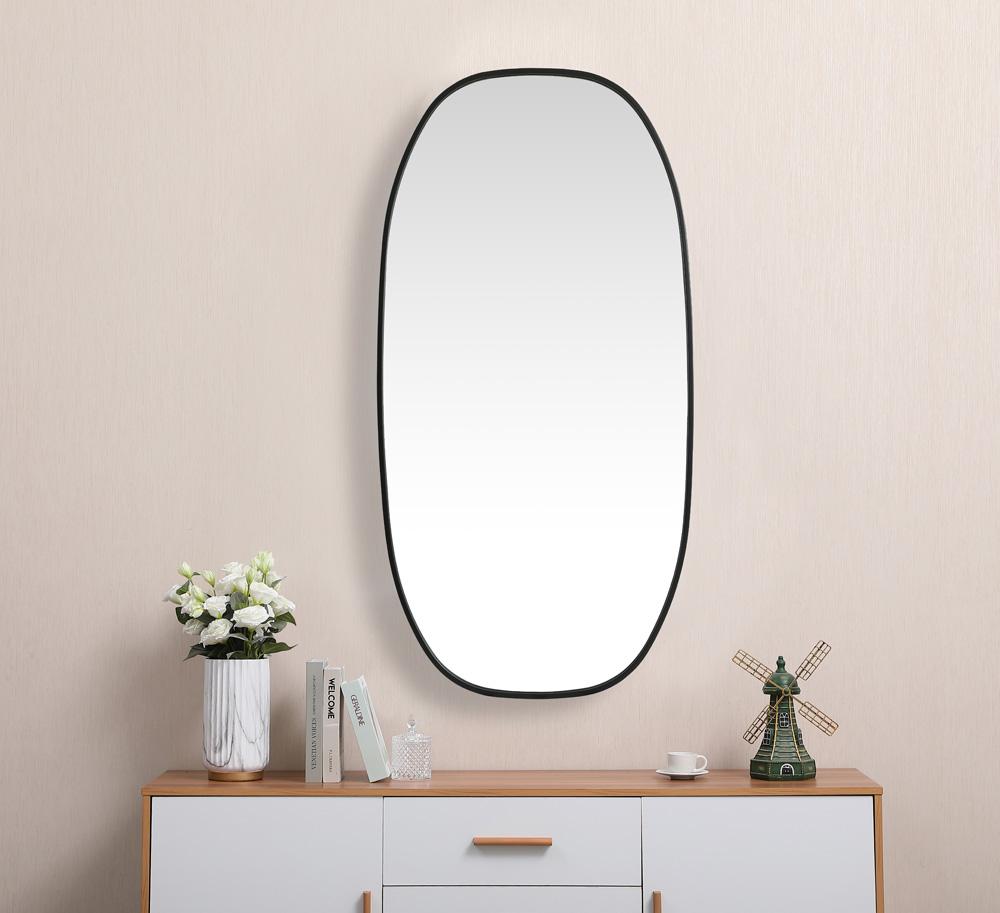 Elegant Furniture & Lighting - Brynn Metal Frame Oval Mirror 24x48 Inch in Black - MR2B2448BLK veiw 4