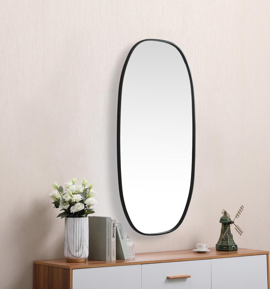 Elegant Furniture & Lighting - Brynn Metal Frame Oval Mirror 24x48 Inch in Black - MR2B2448BLK veiw 5