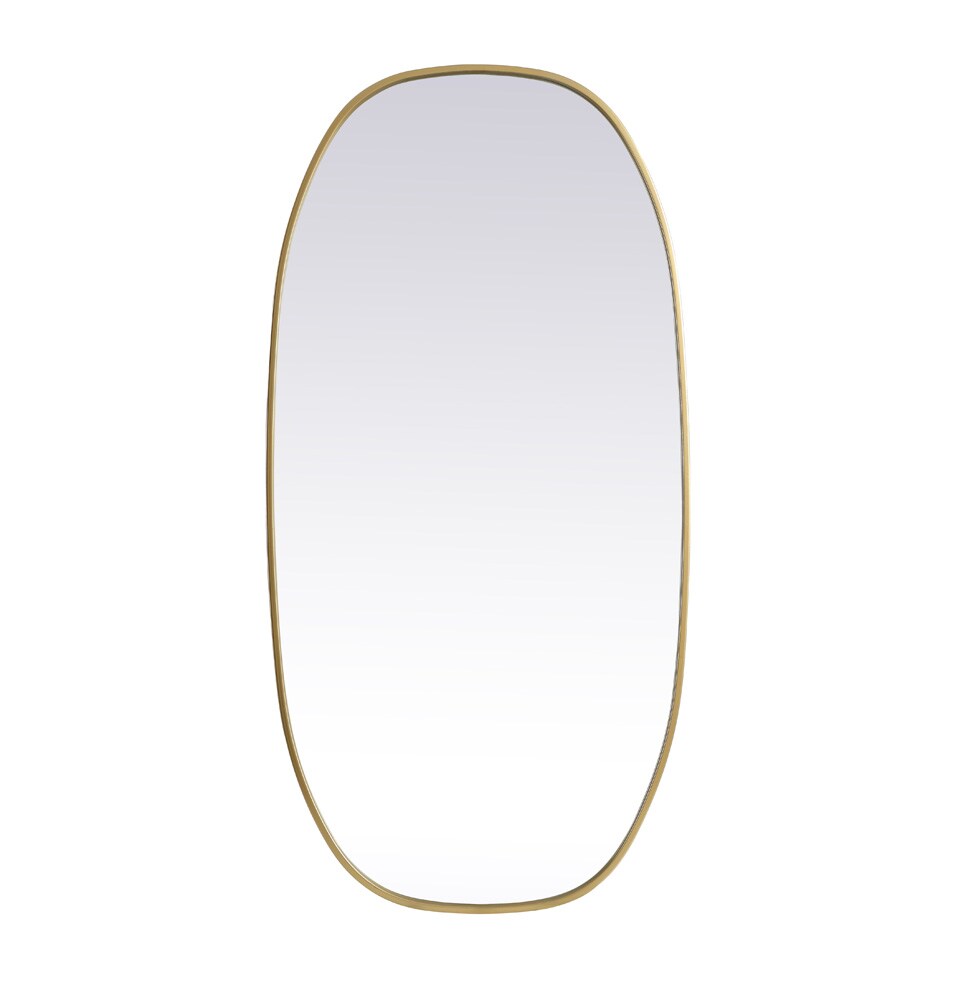 Elegant Furniture & Lighting - Brynn Metal Frame Oval Mirror 24x48 Inch in Brass - MR2B2448BRS veiw 1