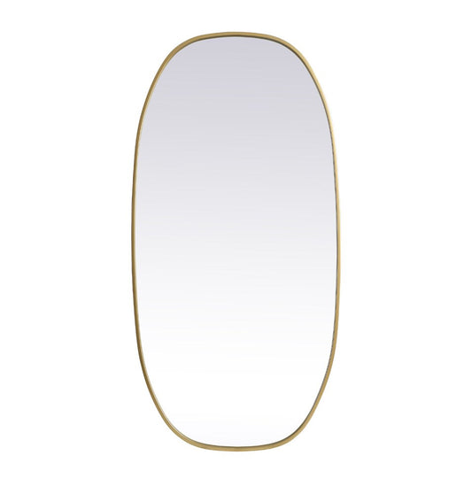 Elegant Furniture & Lighting - Brynn Metal Frame Oval Mirror 24x48 Inch in Brass - MR2B2448BRS veiw 1