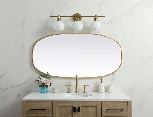 Elegant Furniture & Lighting - Brynn Metal Frame Oval Mirror 24x48 Inch in Brass - MR2B2448BRS veiw 2