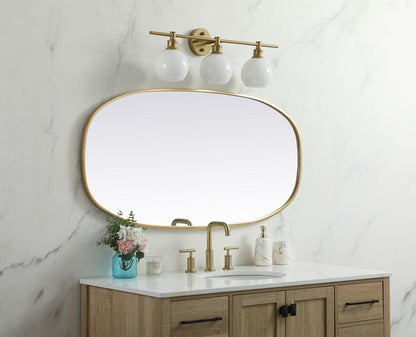 Elegant Furniture & Lighting - Brynn Metal Frame Oval Mirror 24x48 Inch in Brass - MR2B2448BRS veiw 3