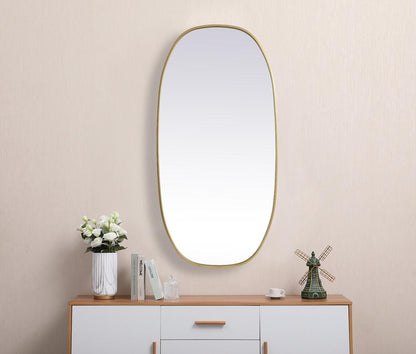 Elegant Furniture & Lighting - Brynn Metal Frame Oval Mirror 24x48 Inch in Brass - MR2B2448BRS veiw 4