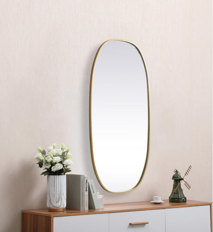 Elegant Furniture & Lighting - Brynn Metal Frame Oval Mirror 24x48 Inch in Brass - MR2B2448BRS veiw 5