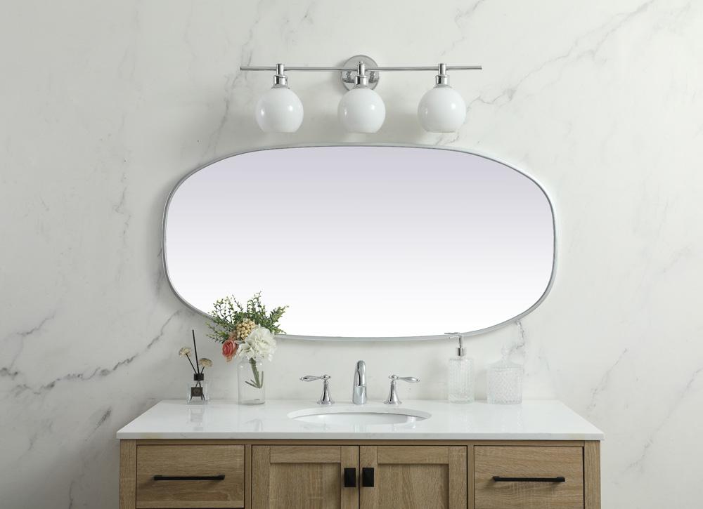 Elegant Furniture & Lighting - Brynn Metal Frame Oval Mirror 24x48 Inch in Silver - MR2B2448SIL veiw 2