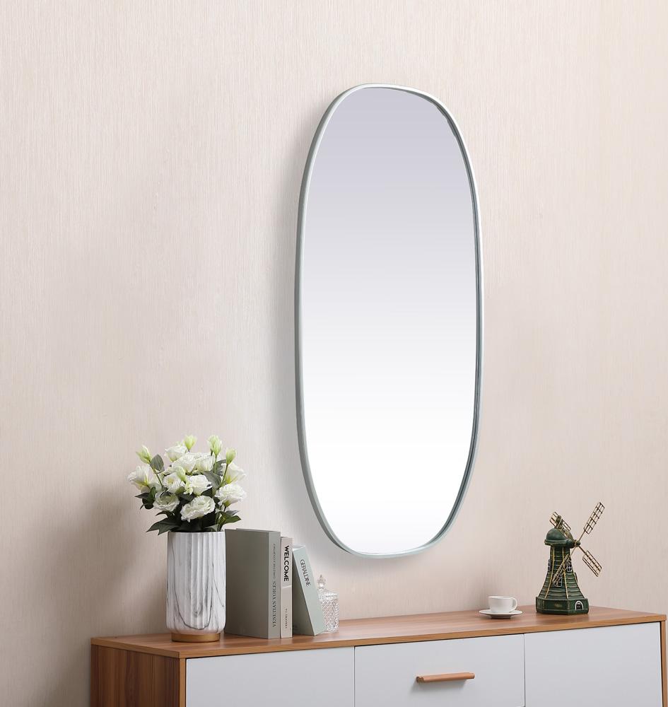 Elegant Furniture & Lighting - Brynn Metal Frame Oval Mirror 24x48 Inch in Silver - MR2B2448SIL veiw 5