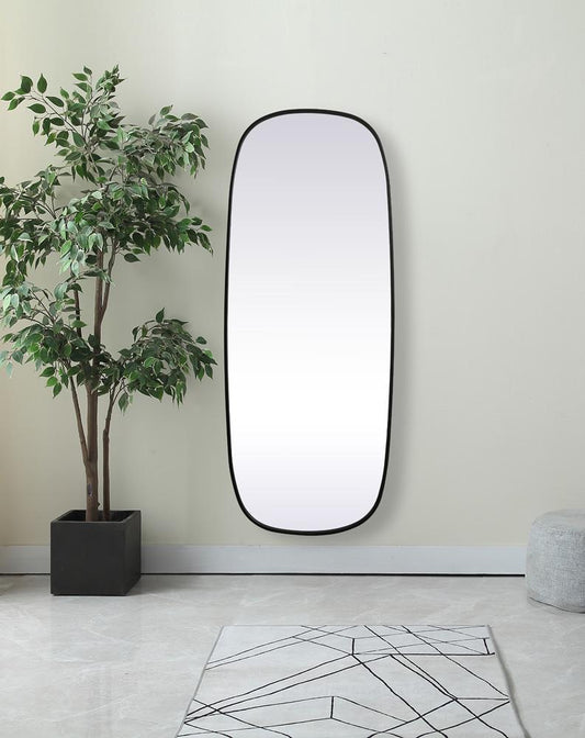 Elegant Furniture & Lighting - Brynn Metal Frame Oval Mirror 24x60 Inch in Black - MR2B2460BLK veiw 2