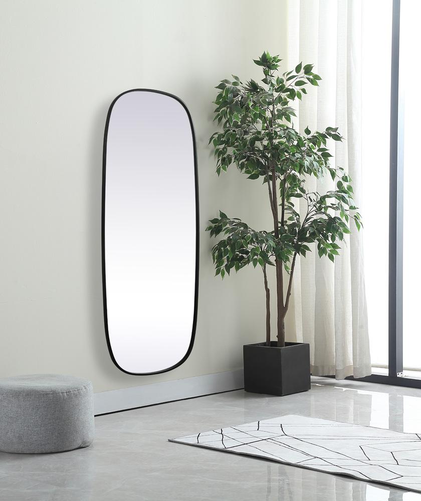 Elegant Furniture & Lighting - Brynn Metal Frame Oval Mirror 24x60 Inch in Black - MR2B2460BLK veiw 3