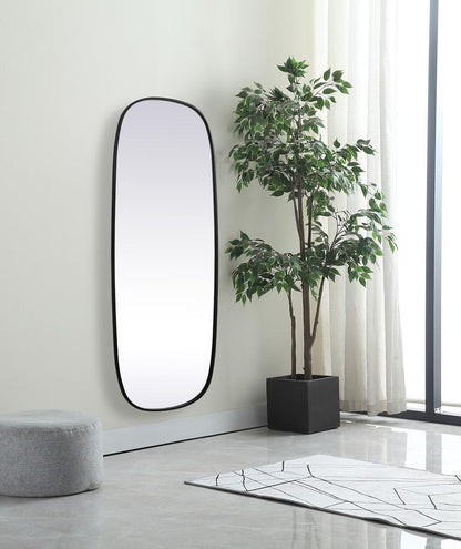 Elegant Furniture & Lighting - Brynn Metal Frame Oval Mirror 24x60 Inch in Black - MR2B2460BLK veiw 3