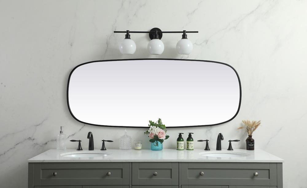 Elegant Furniture & Lighting - Brynn Metal Frame Oval Mirror 24x60 Inch in Black - MR2B2460BLK veiw 4