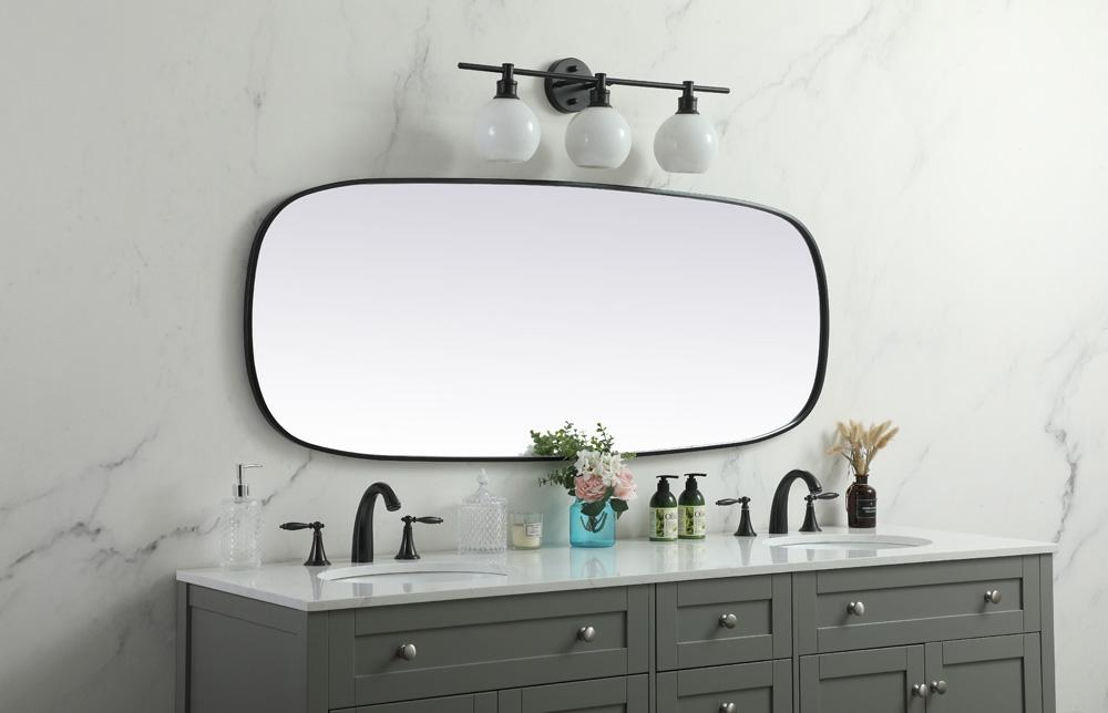 Elegant Furniture & Lighting - Brynn Metal Frame Oval Mirror 24x60 Inch in Black - MR2B2460BLK veiw 5