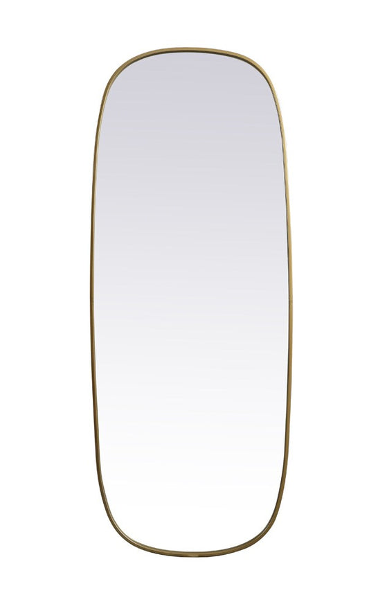 Elegant Furniture & Lighting - Brynn Metal Frame Oval Mirror 24x60 Inch in Brass - MR2B2460BRS veiw 1