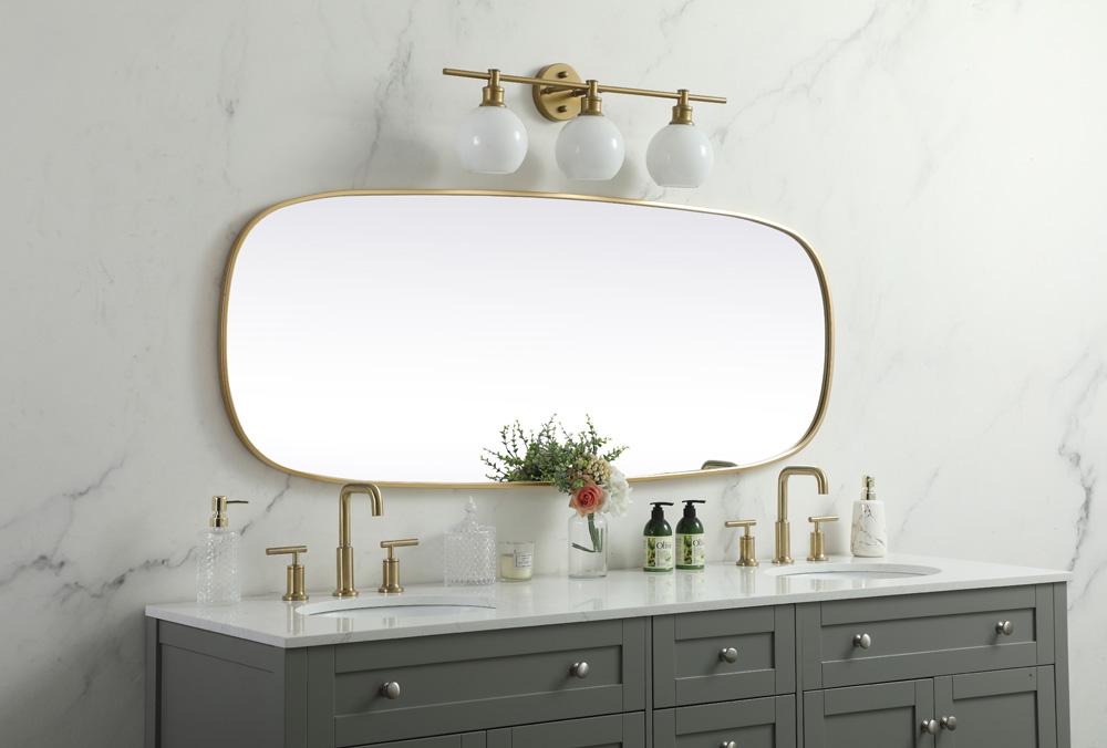 Elegant Furniture & Lighting - Brynn Metal Frame Oval Mirror 24x60 Inch in Brass - MR2B2460BRS veiw 5