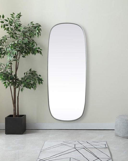 Elegant Furniture & Lighting - Brynn Metal Frame Oval Mirror 24x60 Inch in Silver - MR2B2460SIL veiw 2