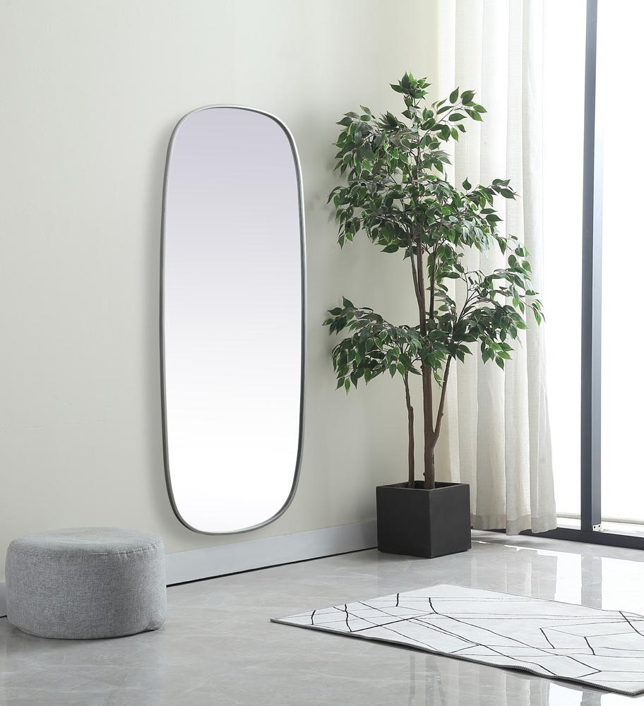 Elegant Furniture & Lighting - Brynn Metal Frame Oval Mirror 24x60 Inch in Silver - MR2B2460SIL veiw 3