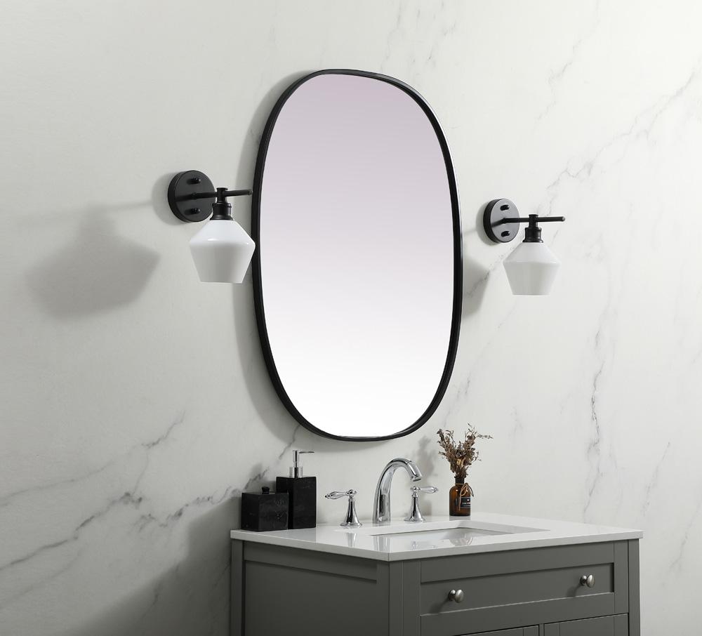 Elegant Furniture & Lighting - Brynn Metal Frame Oval Mirror 27x36 Inch in Black - MR2B2736BLK veiw 3