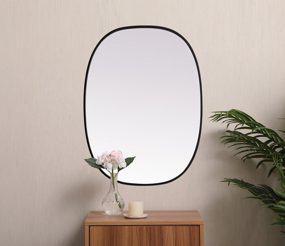 Elegant Furniture & Lighting - Brynn Metal Frame Oval Mirror 27x36 Inch in Black - MR2B2736BLK veiw 4