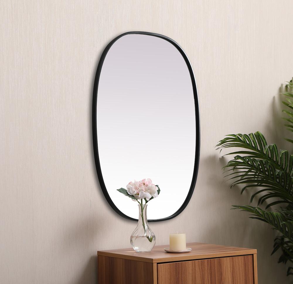 Elegant Furniture & Lighting - Brynn Metal Frame Oval Mirror 27x36 Inch in Black - MR2B2736BLK veiw 5