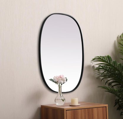 Elegant Furniture & Lighting - Brynn Metal Frame Oval Mirror 27x36 Inch in Black - MR2B2736BLK veiw 5