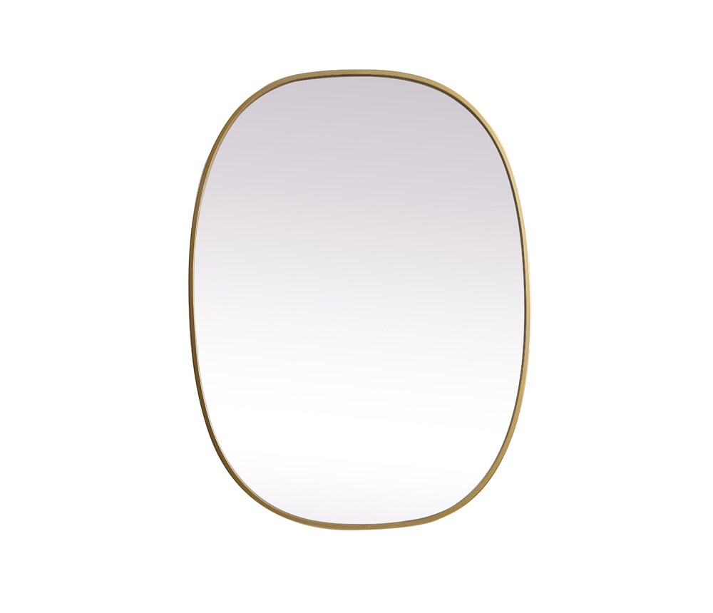 Elegant Furniture & Lighting - Brynn Metal Frame Oval Mirror 27x36 Inch in Brass - MR2B2736BRS veiw 1