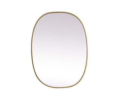 Elegant Furniture & Lighting - Brynn Metal Frame Oval Mirror 27x36 Inch in Brass - MR2B2736BRS veiw 1