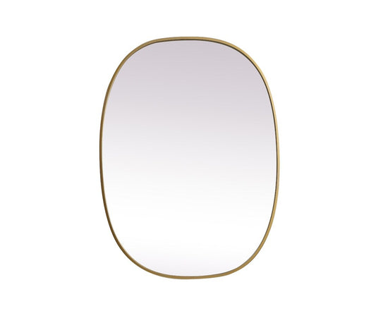 Elegant Furniture & Lighting - Brynn Metal Frame Oval Mirror 27x36 Inch in Brass - MR2B2736BRS veiw 1
