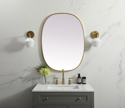 Elegant Furniture & Lighting - Brynn Metal Frame Oval Mirror 27x36 Inch in Brass - MR2B2736BRS veiw 2
