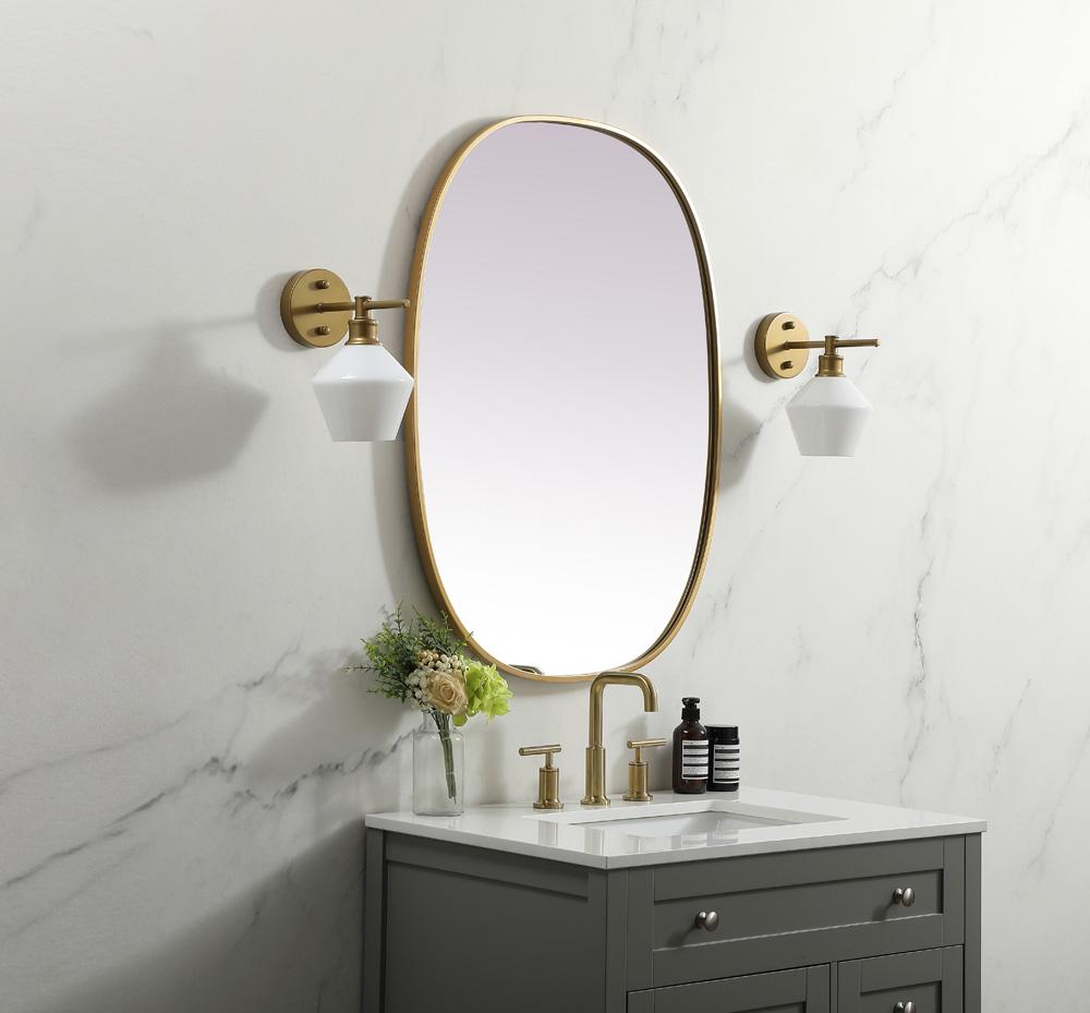 Elegant Furniture & Lighting - Brynn Metal Frame Oval Mirror 27x36 Inch in Brass - MR2B2736BRS veiw 3