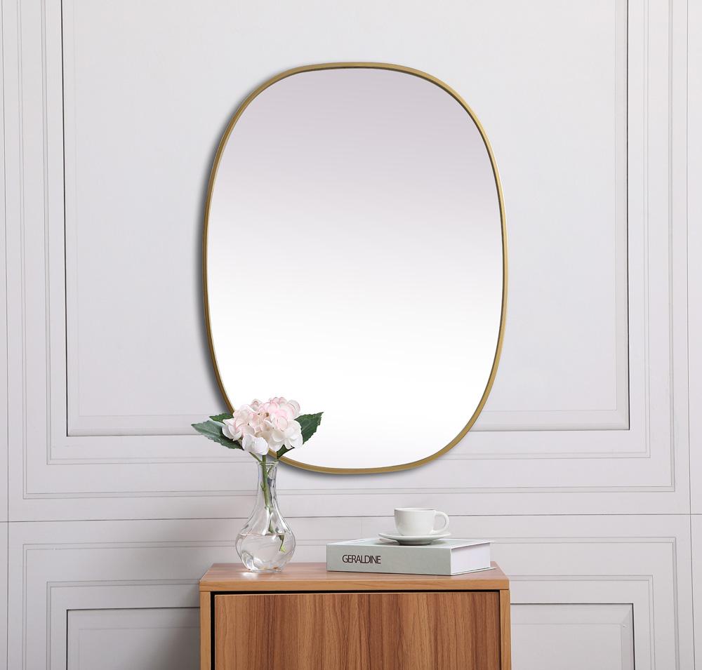 Elegant Furniture & Lighting - Brynn Metal Frame Oval Mirror 27x36 Inch in Brass - MR2B2736BRS veiw 4