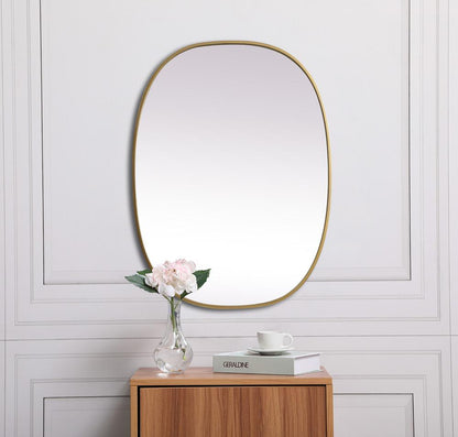 Elegant Furniture & Lighting - Brynn Metal Frame Oval Mirror 27x36 Inch in Brass - MR2B2736BRS veiw 4