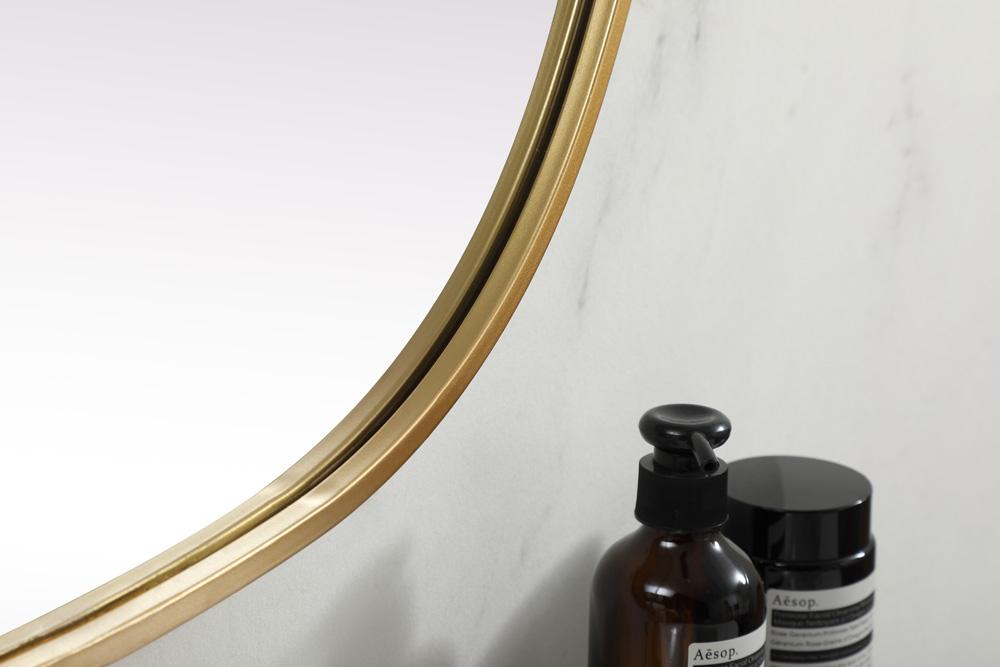 Elegant Furniture & Lighting - Brynn Metal Frame Oval Mirror 27x36 Inch in Brass - MR2B2736BRS veiw 7