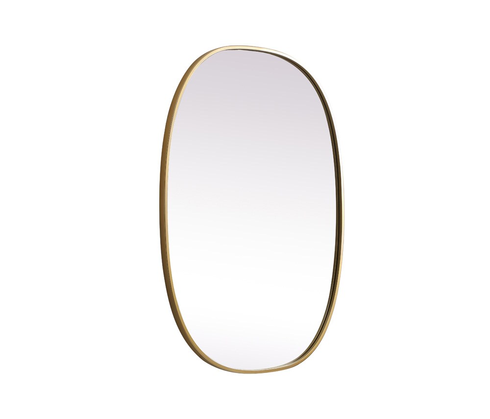 Elegant Furniture & Lighting - Brynn Metal Frame Oval Mirror 27x36 Inch in Brass - MR2B2736BRS veiw 8