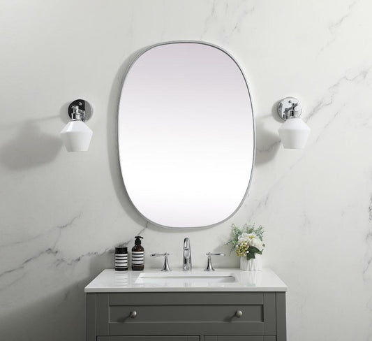 Elegant Furniture & Lighting - Brynn Metal Frame Oval Mirror 27x36 Inch in Silver - MR2B2736SIL veiw 2