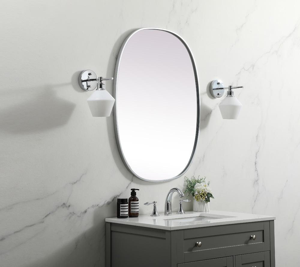 Elegant Furniture & Lighting - Brynn Metal Frame Oval Mirror 27x36 Inch in Silver - MR2B2736SIL veiw 3